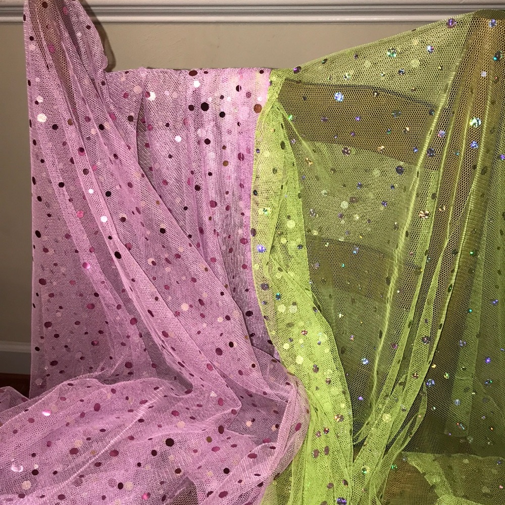 Pink and green sheer curtains